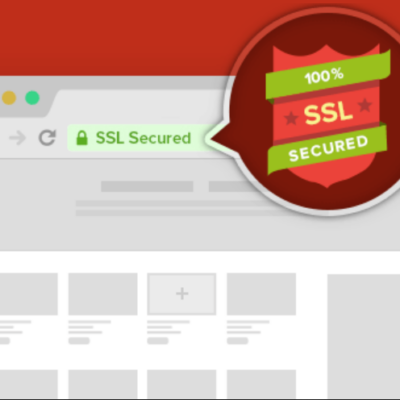 sslproducto | Su Web Su Negocio Illustration of a web browser window with a large SSL Secured badge overlapping the top-right corner.