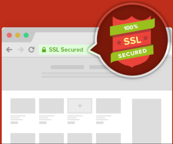 sslproducto | Su Web Su Negocio Illustration of a web browser window with a large SSL Secured badge overlapping the top-right corner.